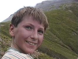 Andrew, enjoying the climb and keen to reach the top, at 1.4 miles from the hostel